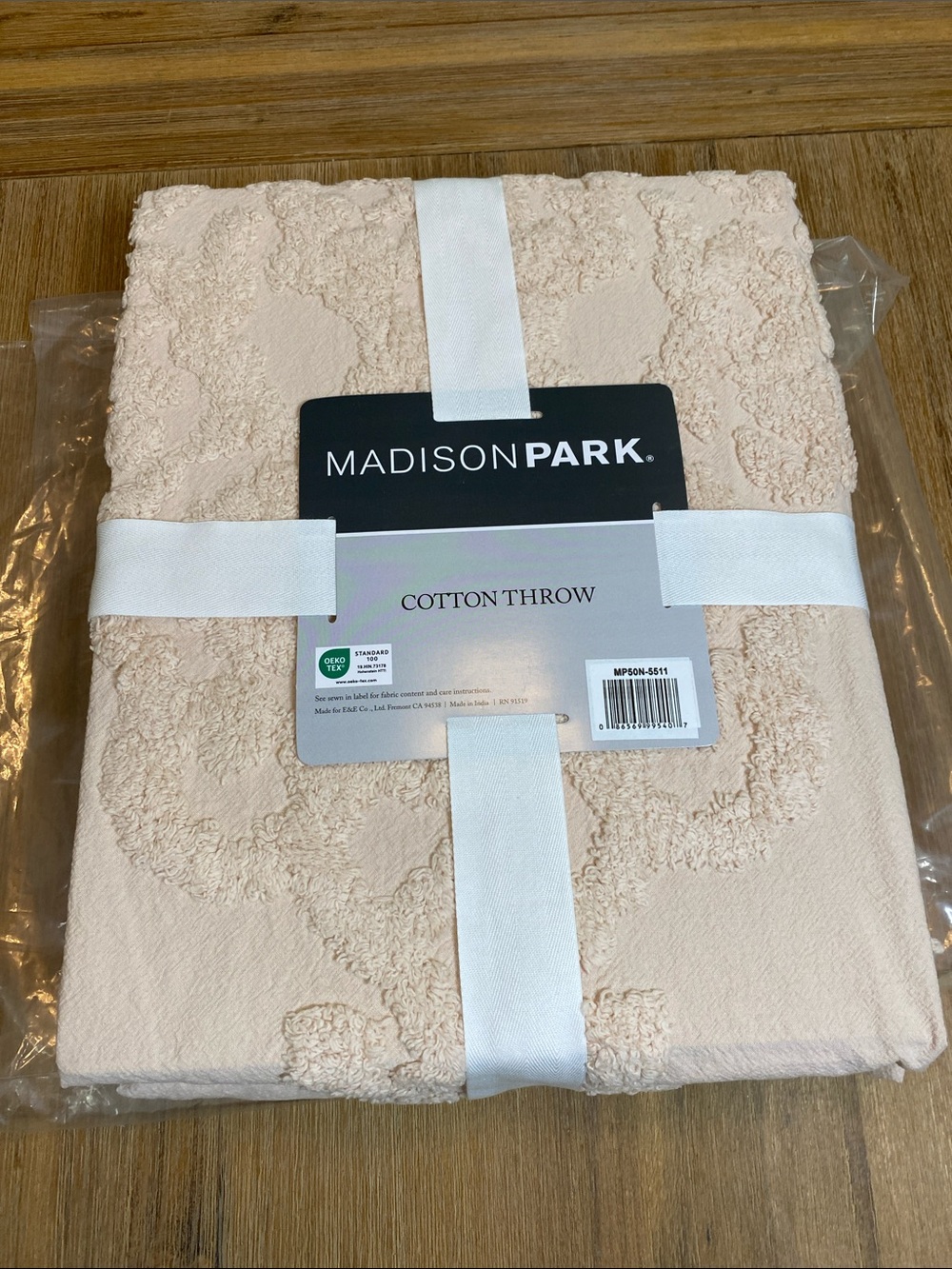Madison Park Cotton Throw Blanket - Soft Blush Pink - Picture 2 of 4